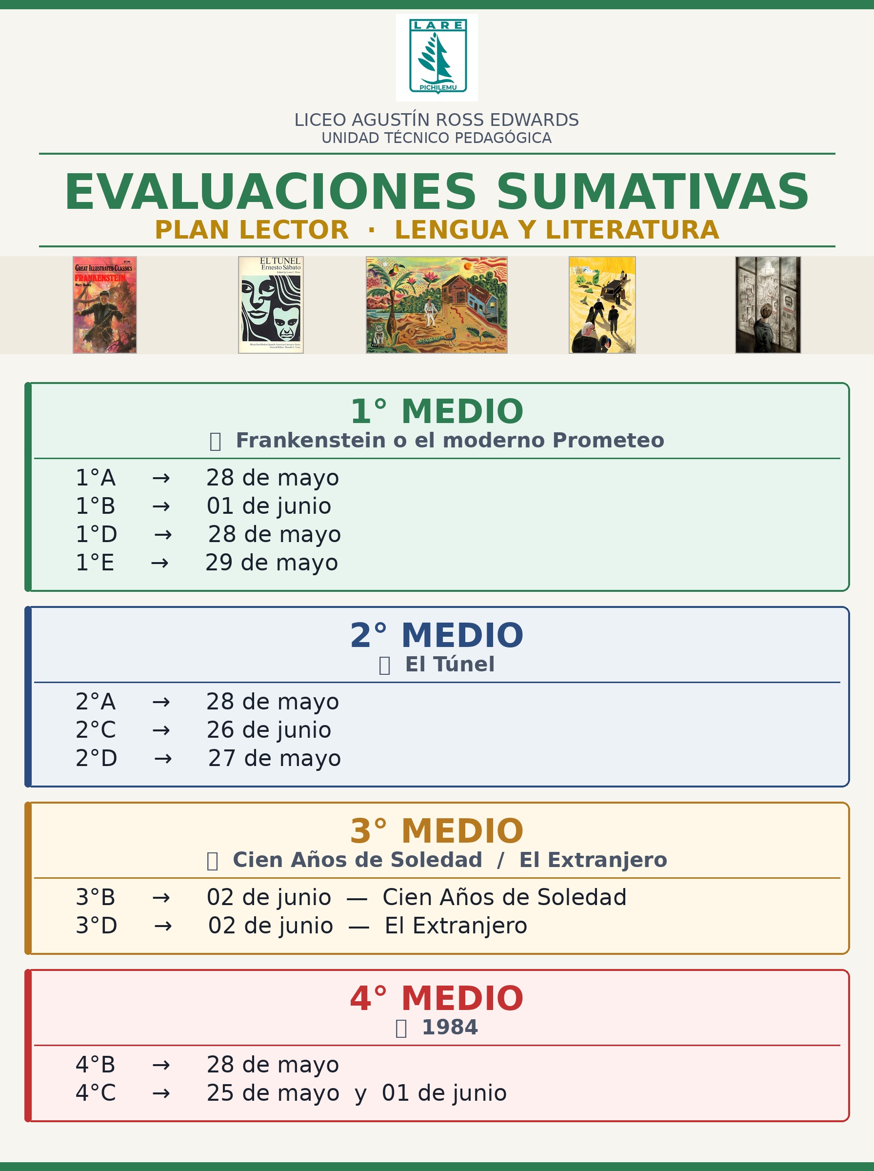 EVALUACIN LENGUA Y LITERATURA PLAN LECTOR